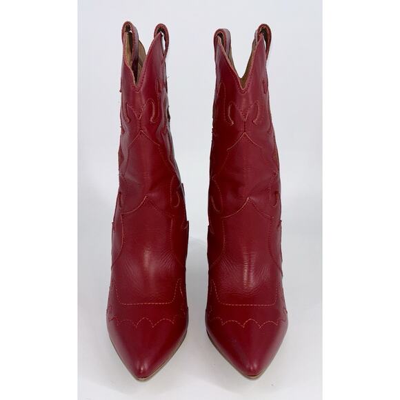 Dingo Red Lady’s Night Women’s Boots Red 9 Leather Fringe Cut Out MINT CONDITION - Picture 3 of 13